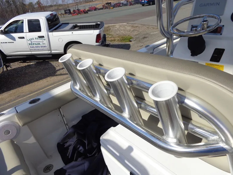 Slide: The Image of Key West 189 FS 2023 with fishing rod holders and steering console. - 14