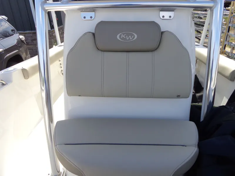 Slide: The Image of 2023 Key West 189 FS boat seat with gray upholstery. - 35
