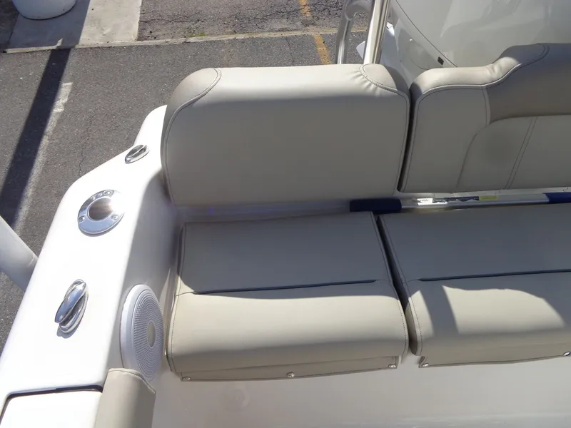 Slide: The Image of Rear seating of 2023 Key West 189 FS boat, beige upholstery. - 8