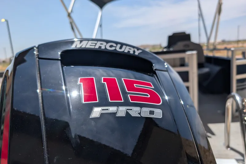 Slide: The Image of Mercury 115 Pro outboard motor on 2026 Sun Tracker SportFish 22 DLX boat. - 95