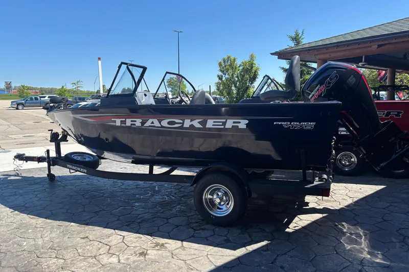 The Image of 2026 Tracker Pro Guide V-175 WT boat on trailer in outdoor setting. - 0