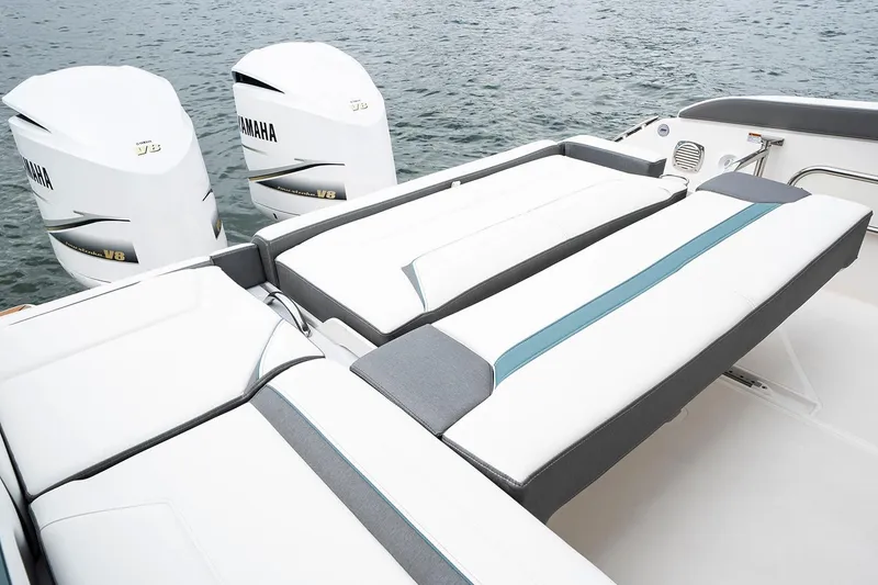 Slide: The Image of Manufacturer Provided Image: 2020 Tiara Sport 34 LX boat with Yamaha V8 engines and luxurious seating. - 14