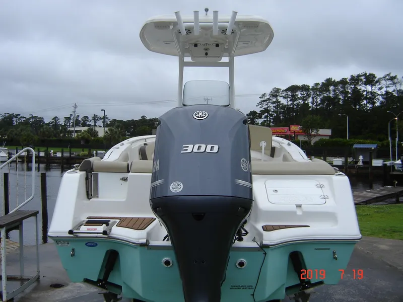 Slide: The Image of 2018 Tidewater 232 LXF boat with 300 HP outboard motor. - 2