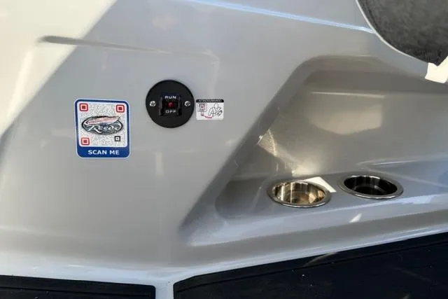 Slide: The Image of Alera M 23Q 2026 boat detail with QR code and cup holders. - 25