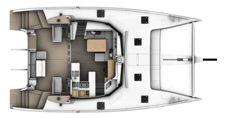 Slide: The Image of 2027 Seawind 1370 catamaran floor plan layout. - 15