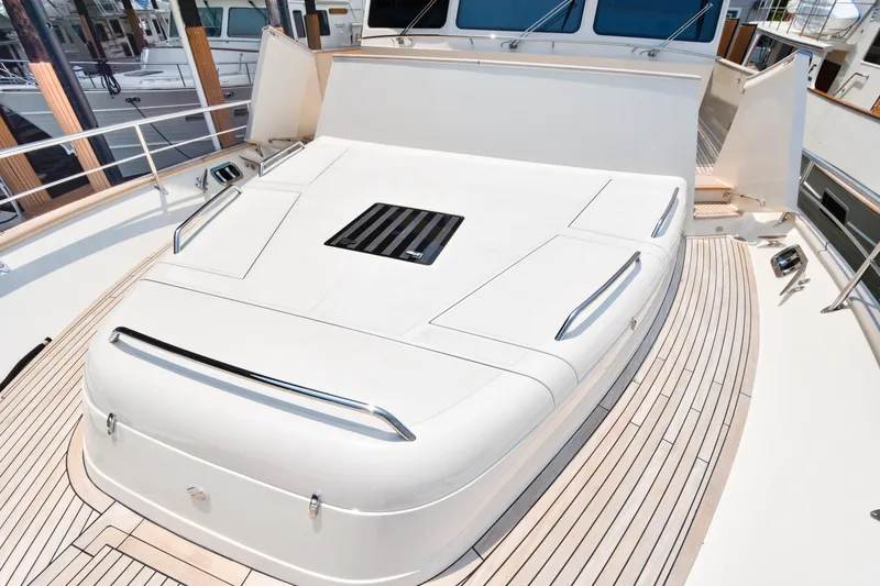 Slide: The Image of Luxury Fleming 85 yacht deck, 2023 model, featuring sleek design and modern amenities. - 59