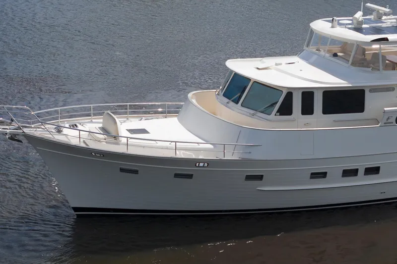 Slide: The Image of Luxury Fleming 85 yacht cruising on water, 2023 model, elegant design. - 62