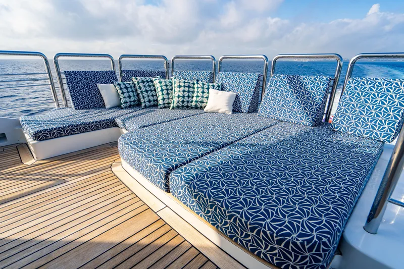 Slide: The Image of Luxurious deck seating on 2005 New Zealand Yachts 115 Wave Piercer, ocean view. - 20