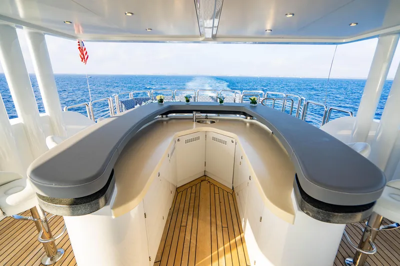 Slide: The Image of Luxurious 2005 New Zealand Yachts 115 Wave Piercer with elegant outdoor bar and ocean view. - 21