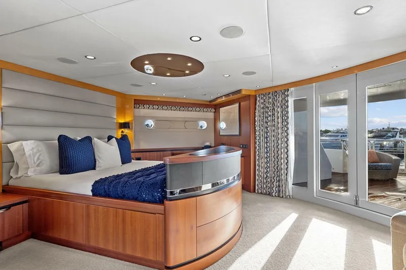 Slide: The Image of Luxurious bedroom interior of 2005 New Zealand Yachts 115 Wave Piercer with elegant decor. - 42