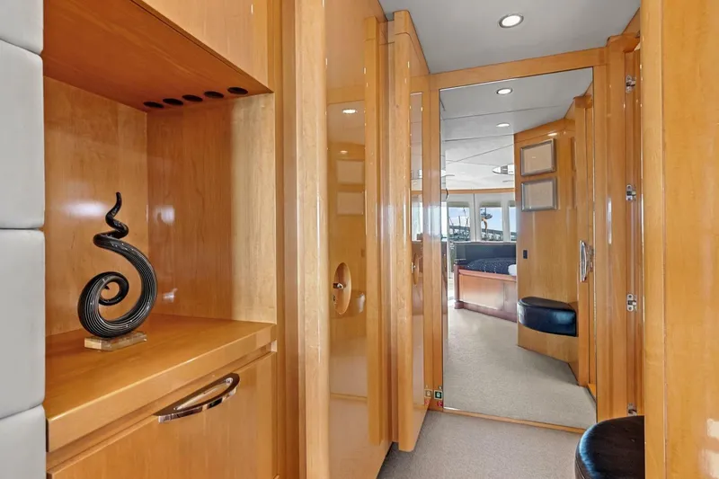 Slide: The Image of Luxurious interior of 2005 New Zealand Yachts 115 Wave Piercer with elegant wood finishes. - 47