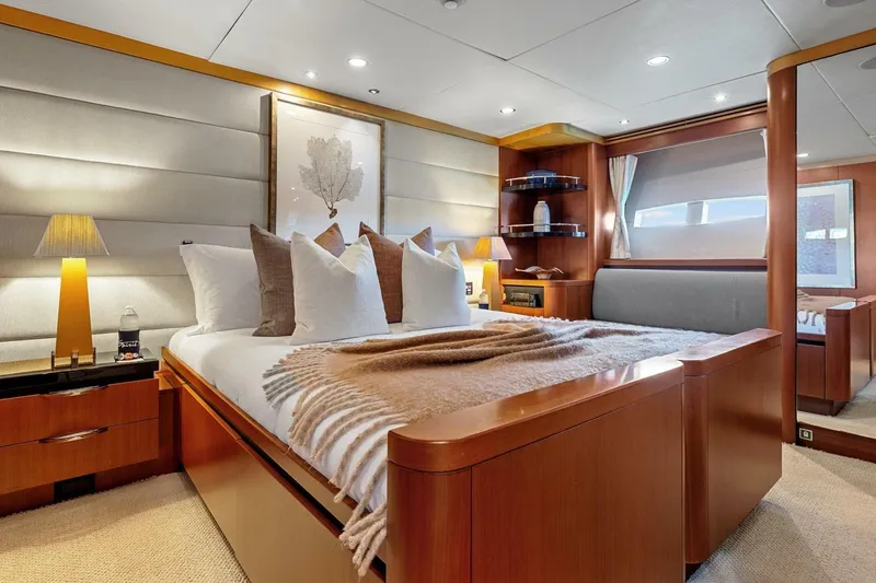 Slide: The Image of Luxurious bedroom interior of 2005 New Zealand Yachts 115 Wave Piercer, featuring elegant decor. - 56