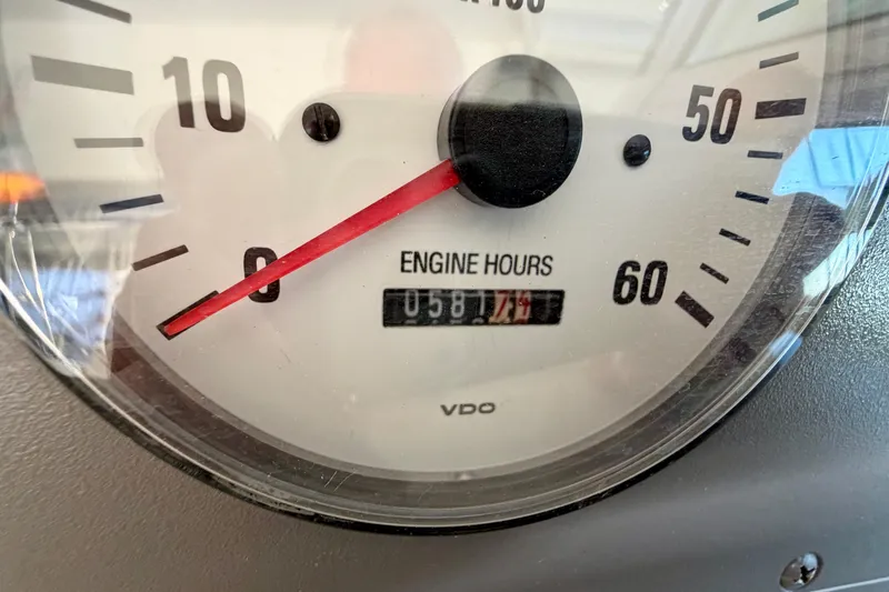 Slide: The Image of Close-up of a Formula 280 Bowrider 2000 engine hour meter showing 587.7 hours. - 20