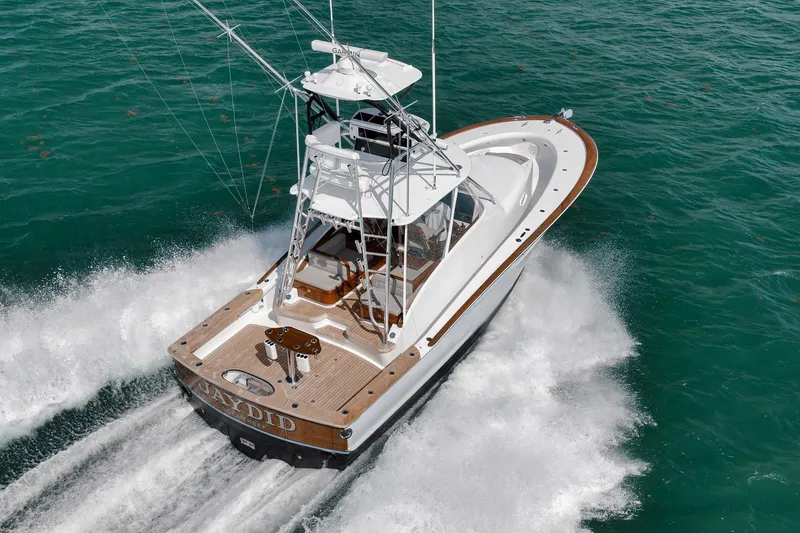 Slide: The Image of 2022 Winter Custom Yachts 38 Walk Around cruising on open water. - 7