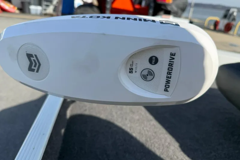 Slide: The Image of Minn Kota PowerDrive motor on 2023 Crestliner 1700 Storm boat, featuring 55 lbs thrust. - 15