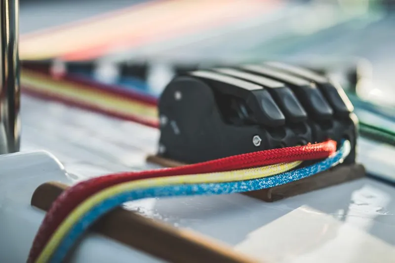 Slide: The Image of Close-up of colorful ropes on Vision 444 sailboat, 2025 model. - 30