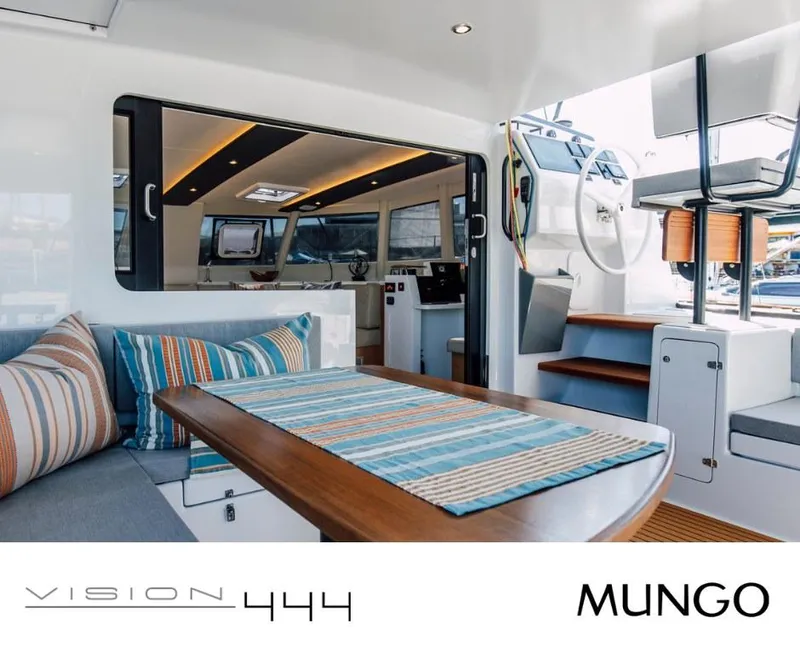 Slide: The Image of Modern interior of Vision 444 yacht, 2025 model, featuring a stylish dining area. - 39