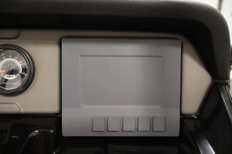 Slide: The Image of Dashboard of 2017 Yamaha Boats 212 Limited S with RPM gauge and control panel. - 23