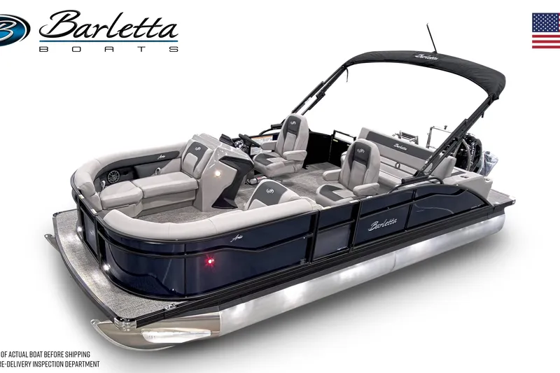 Slide: The Image of 2026 Barletta ARIA 22UC pontoon boat with sleek design and spacious seating. - 1