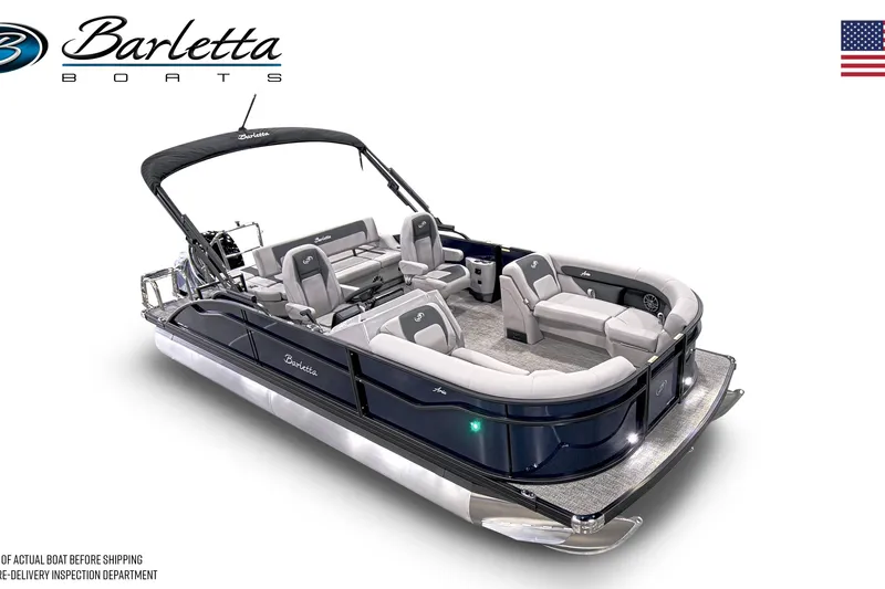 Slide: The Image of 2026 Barletta ARIA 22UC pontoon boat with luxurious seating and sleek design. - 5