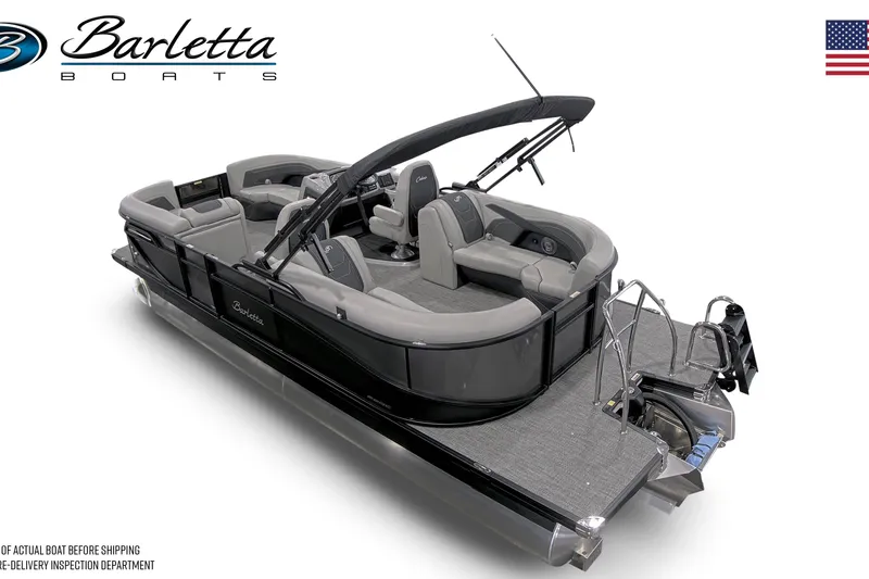 Slide: The Image of 2026 Barletta ARIA 22UC pontoon boat with sleek design and spacious seating. - 8