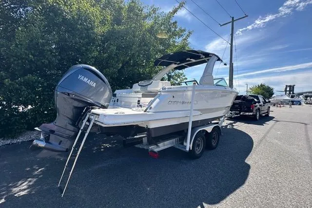 Slide: The Image of 2023 Chaparral 270 OSX boat on trailer with Yamaha outboard motor. - 14