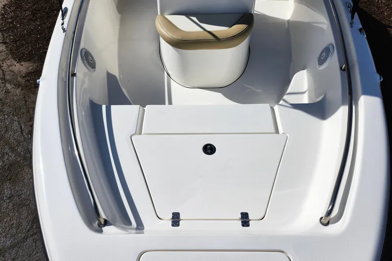 Slide: The Image of 2019 Key West 189 FS boat bow seating area with storage compartment. - 20