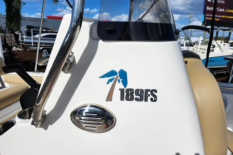 Slide: The Image of 2019 Key West 189 FS boat console with logo and chrome details. - 30