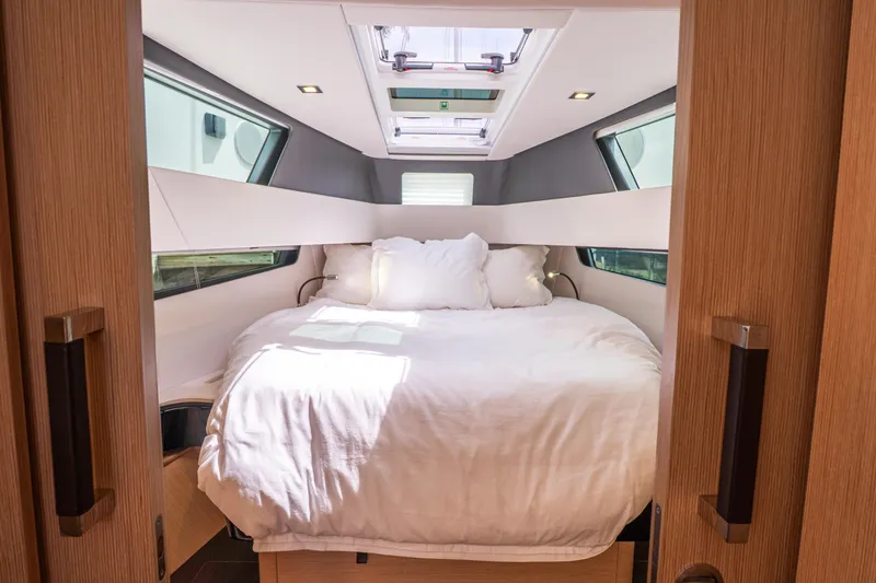 Slide: The Image of Luxurious cabin interior of 2024 Fjord 41 XP yacht with cozy bed and modern design. - 24