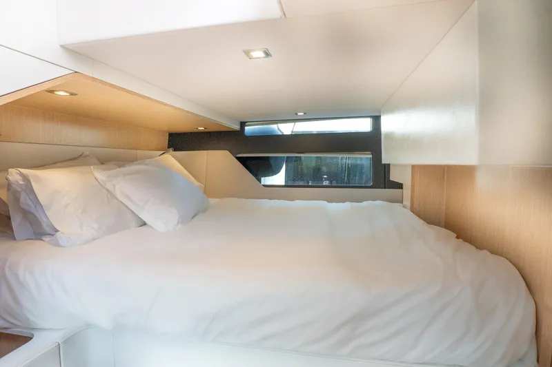 Slide: The Image of Luxurious cabin interior of 2024 Fjord 41 XP yacht with cozy bedding. - 30