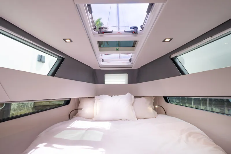 Slide: The Image of Luxurious interior cabin of 2024 Fjord 41 XP yacht with skylight and modern design. - 25