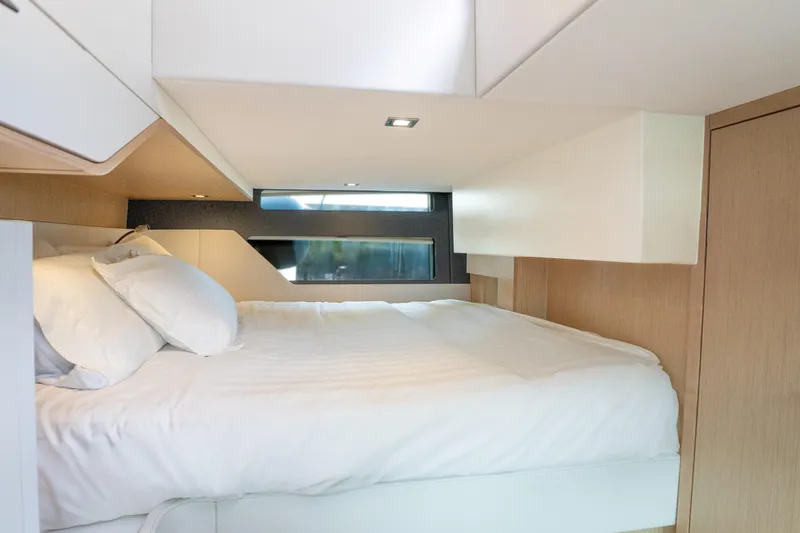 Slide: The Image of Luxurious cabin interior of 2024 Fjord 41 XP yacht with modern bedding. - 31