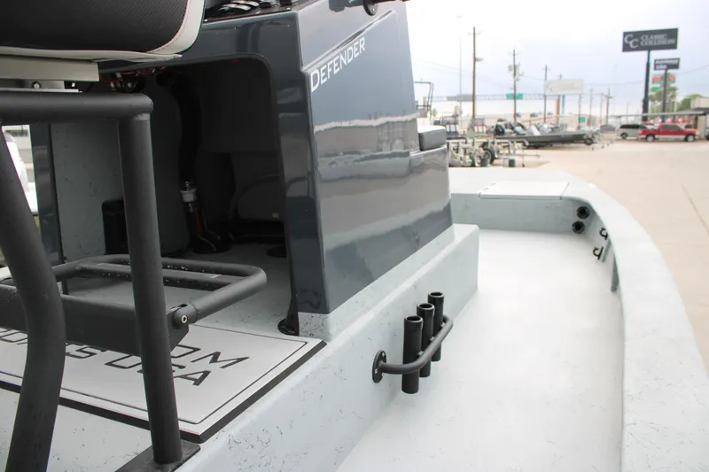 Slide: The Image of 2026 Freedom Boats 24 Defender, showcasing sleek design and spacious deck layout. - 4