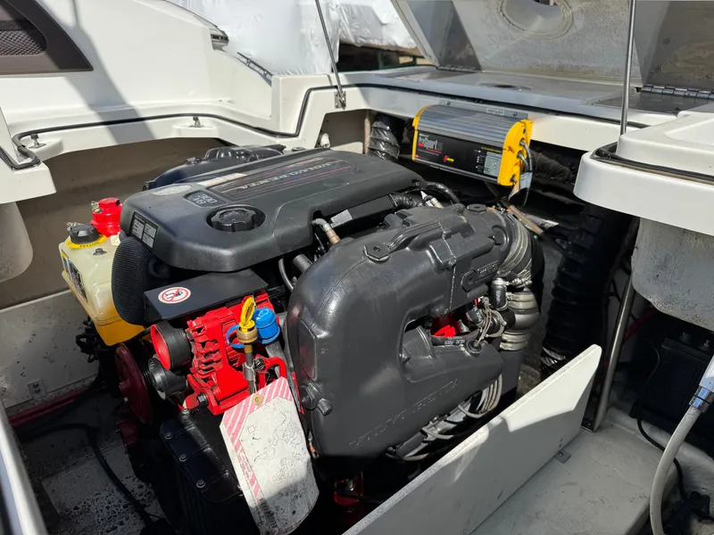 Slide: The Image of Engine compartment of a 2017 Cobalt R5 boat with Volvo Penta engine. - 35