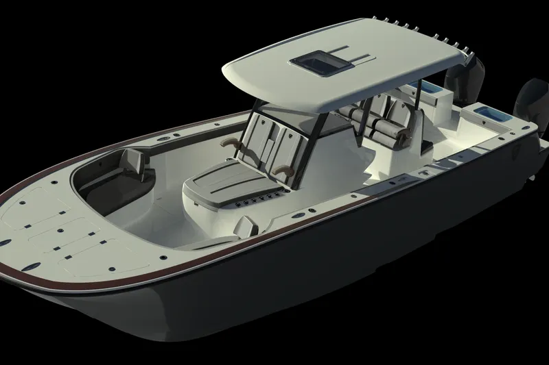 Slide: The Image of 2027 Barker Boatworks 34HPC, sleek design, spacious deck, modern features, ideal for fishing. - 3