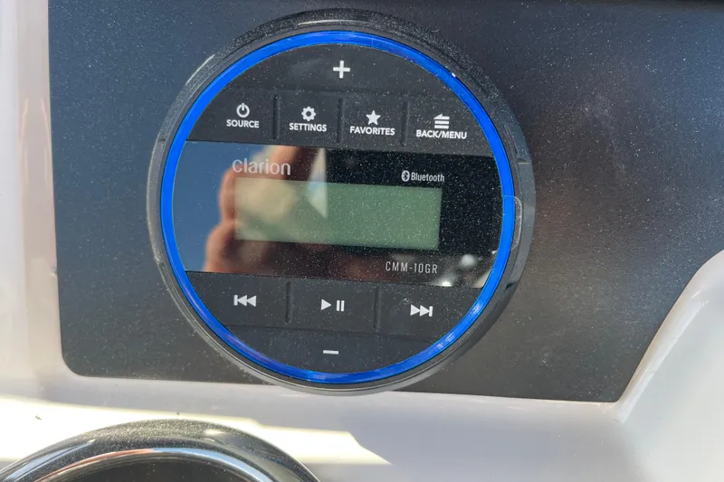Slide: The Image of Clarion audio system in 2026 Robalo R200 Center Console boat. - 10