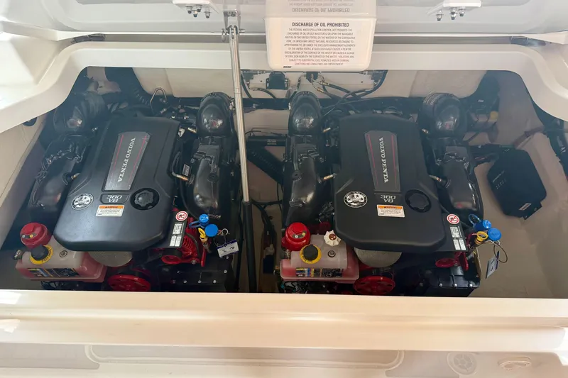 Slide: The Image of Engine compartment of 2025 Cobalt R33 with dual Volvo Penta V6 engines. - 32