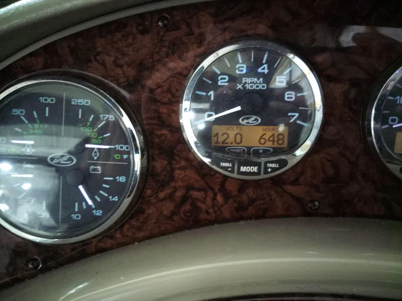 Slide: The Image of Close-up of 2005 Sea Ray 280 Sundancer dashboard gauges. - 5