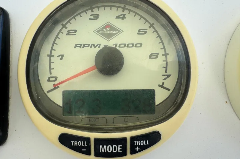 Slide: The Image of SmartCraft RPM gauge on 2014 Blackwater 36 Sportfish boat dashboard. - 20