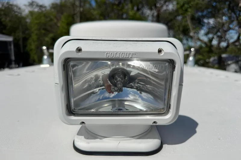 Slide: The Image of Close-up of Golight spotlight on 2014 Blackwater 36 Sportfish boat. - 38