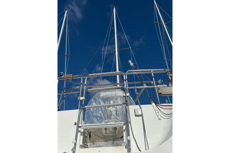 Slide: The Image of Sailboat masts and rigging against a clear blue sky, Catalina 36 MkII, 1996 model. - 12