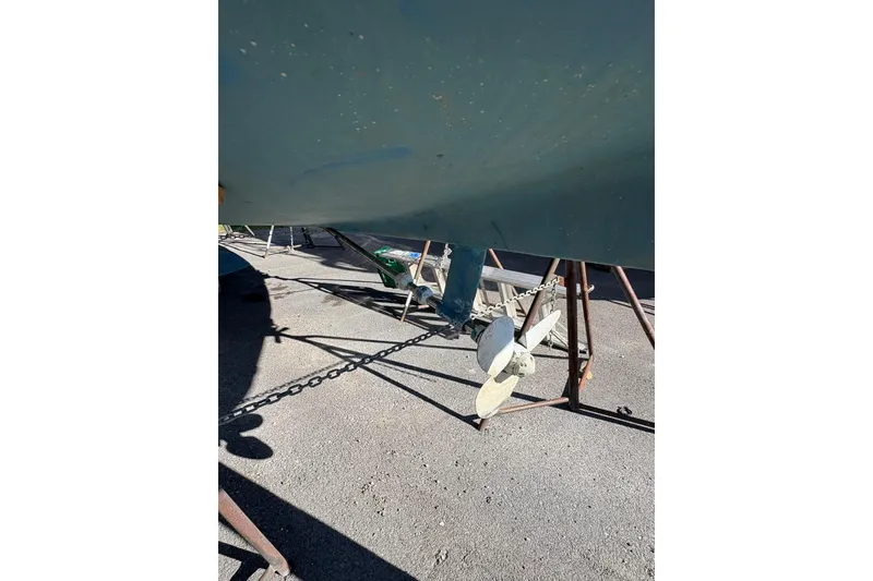 Slide: The Image of Catalina 36 MkII 1996 sailboat propeller and rudder on dry dock. - 8