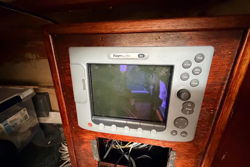 Slide: The Image of Raymarine E80 navigation system on a 1964 Columbia 33 sailboat. - 44