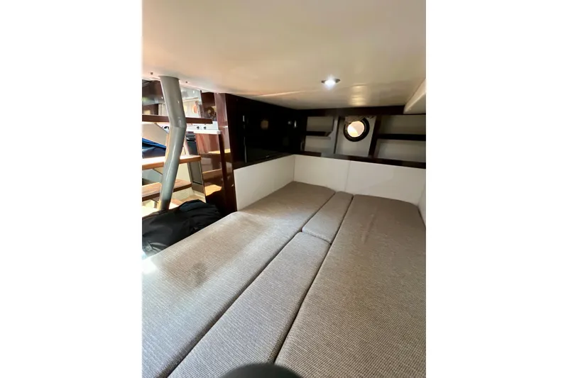 Slide: The Image of Interior cabin of 2017 Sea Ray Sundancer 350 Coupe with cozy sleeping area. - 116