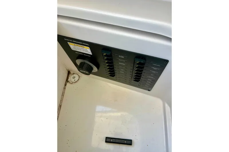 Slide: The Image of Electrical panel on a 2017 Sea Ray Sundancer 350 Coupe boat. - 126