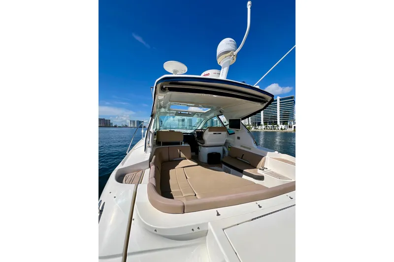 Slide: The Image of 2017 Sea Ray Sundancer 350 Coupe yacht with spacious deck and modern amenities. - 24