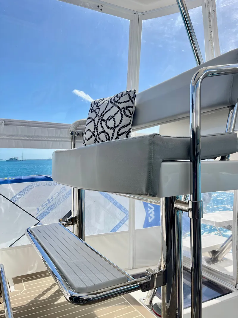 Slide: The Image of Leopard 45 Yacht 2021 with modern seating and ocean view. - 16