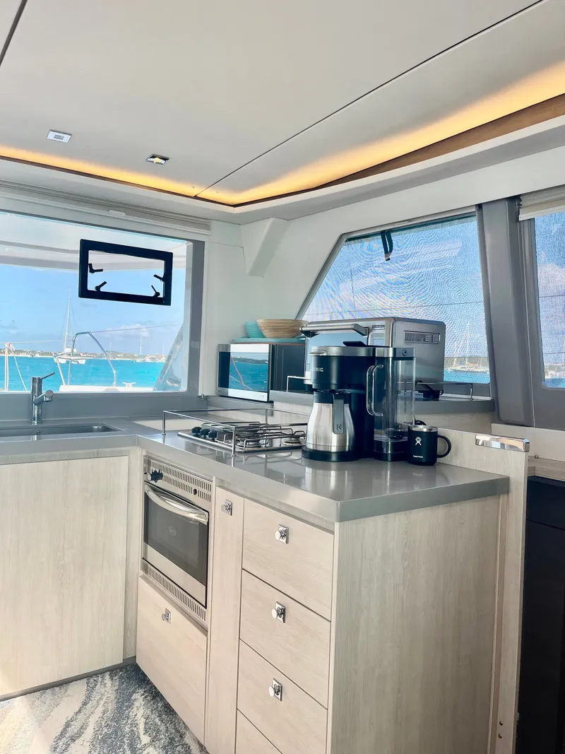 Slide: The Image of Modern kitchen on Leopard 45 yacht, year 2021. - 19