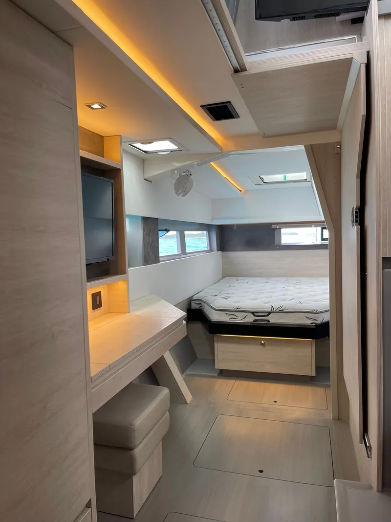 Slide: The Image of Interior of a Leopard 45 yacht, modern design, 2021 model. - 25