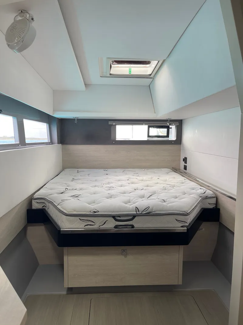 Slide: The Image of Interior of a 2021 Leopard 45 yacht with a comfortable bed. - 26